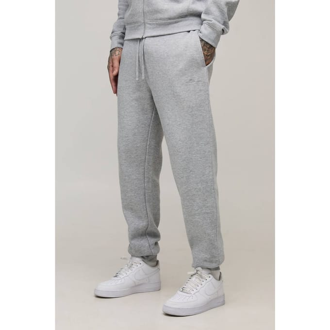 Tall Basic Bm Signature Regular Fit Joggingbroek | Grey Marl | Size Small