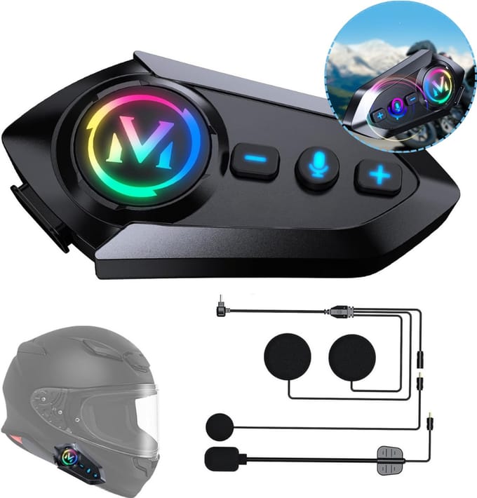 CRLYN® Motorhelm Headset - Intercom - Bluetooth - Zwart