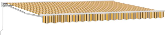 vidaXL - Handmatig - uitschuifbare - luifel - Geel, - Grijs - en - Wit - 4,5 - × - 3,5 - m