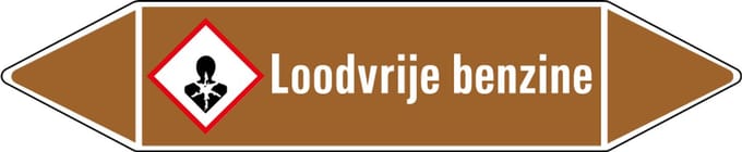 Loodvrije benzine leidingmarkering op vel 75 x 17 mm - 8 per vel