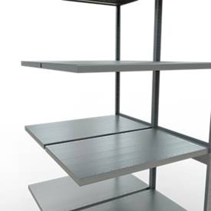 SCHULTE Lagertechnik Insteeksysteem voor dubbele rekken, MULTIPlus250, 3000x1000x(2x600) mm, 14 legborden, gegalvaniseerd
