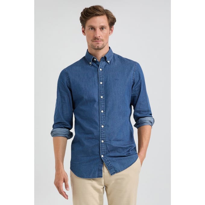 McGregor Chambray Shirt Medium Blue Größe: M | Casual hemden Outlet | Herren | Blau