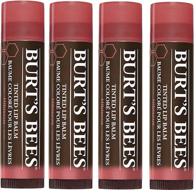 BURT'S BEES - Tinted Lip Balm Hibiscus - 4 Pak - Voordeelverpakking