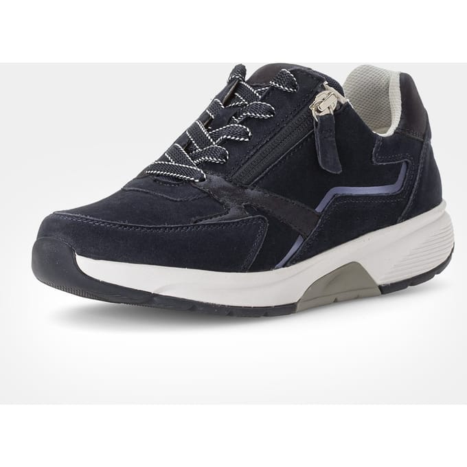 Leren sneakers met ritssluiting - marine - Gr. 39 van Goldner Fashion