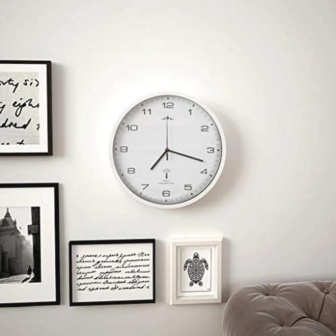 vidaXL Wall Clock Quartz Movement Radio Controlled White Clock Clock Station Clock