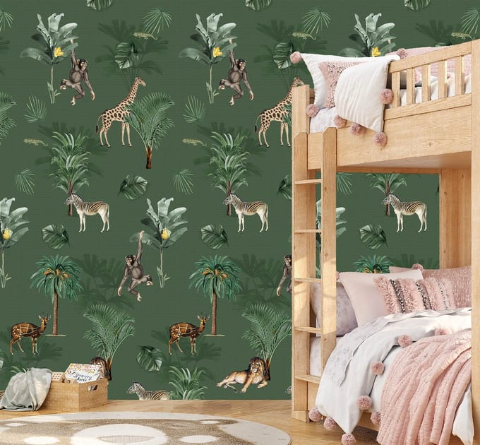 INGK Kinderbehang - Olive & Noah - Jungle Play Green