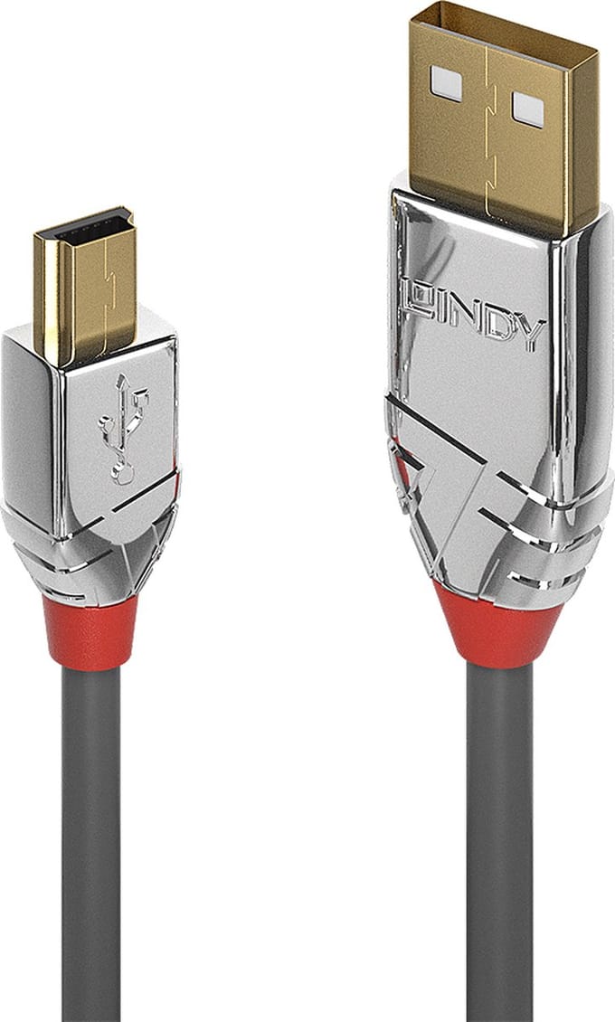 LINDY USB-kabel USB 2.0 USB-A stekker, USB-mini-B stekker 1.00 m Grijs 36631