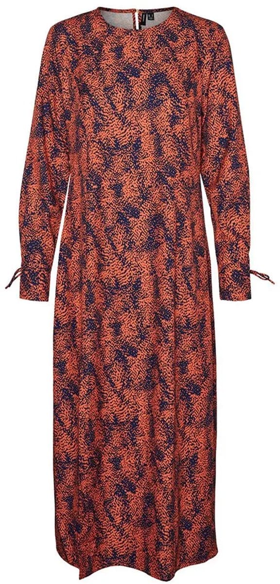 Vero Moda Sia Midi-jurk Met Lange Mouwen Oranje M Vrouw
