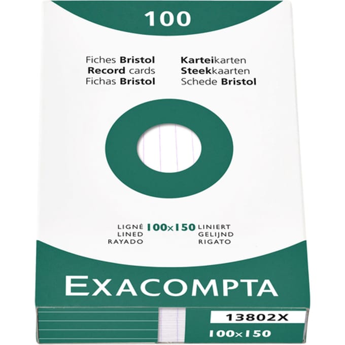 Systeemkaart Exacompta 100x150mm lijn wit 100 stuks
