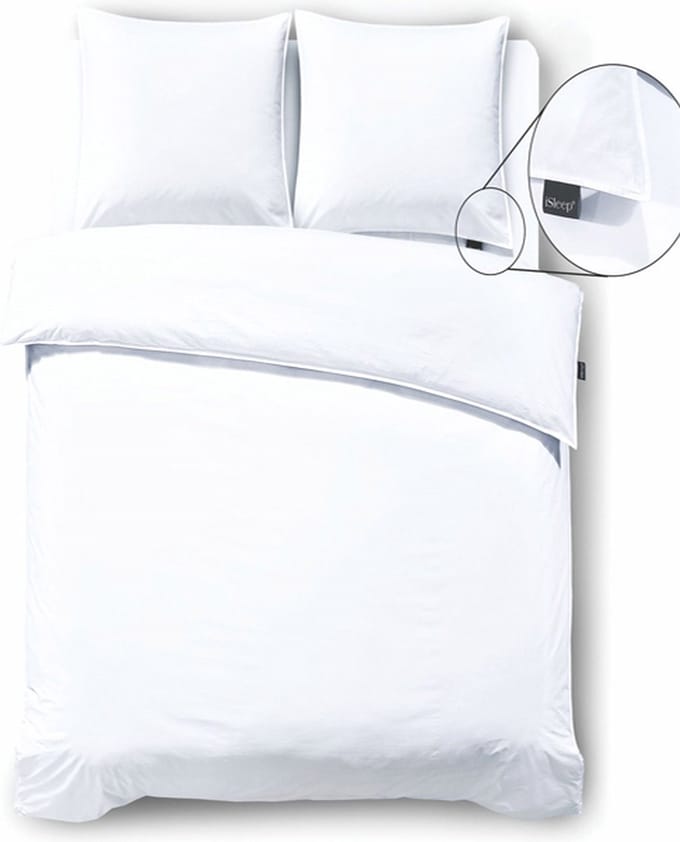 iSleep Dekbedovertrek Perkal - Eenpersoons - 140x200/220 cm - Wit