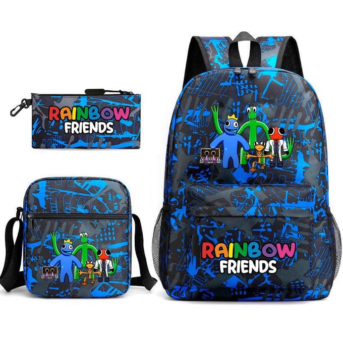 Rainbow Friends Omringende Rugzak Basisschoolleerling Sterrenhemel Schooltas Driesets 17 inch backpack black