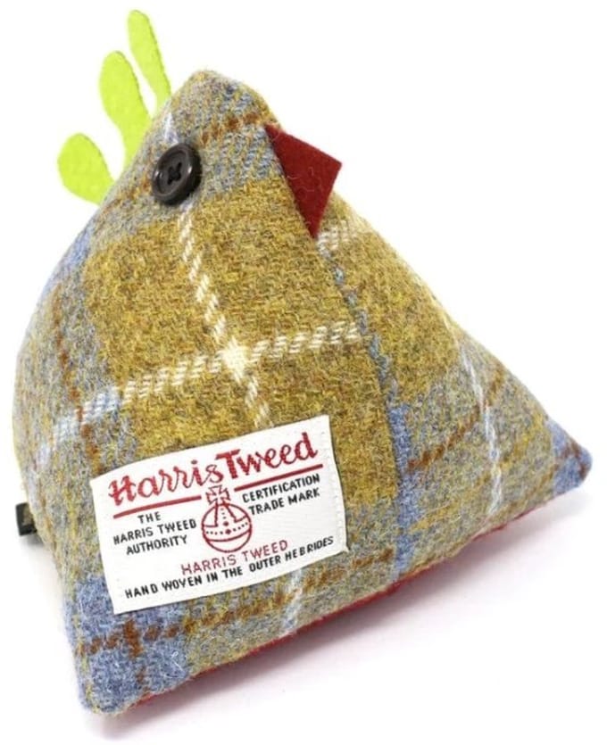 Deurstopper Kip Mustard/Blue - Harris Tweed - Handgemaakt - Caroline Wolfe Murray Scotland