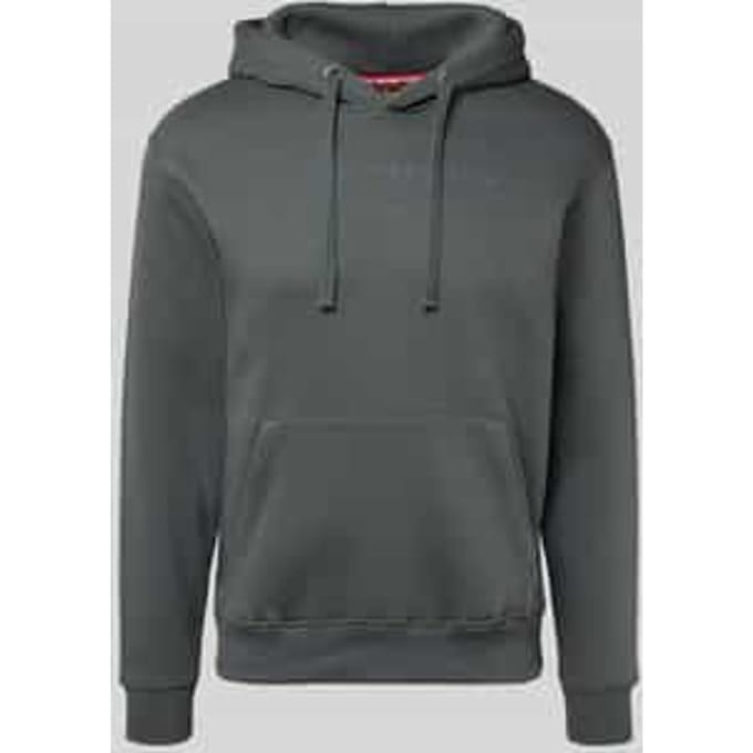 Hoodie met labelprint en kangoeroezak