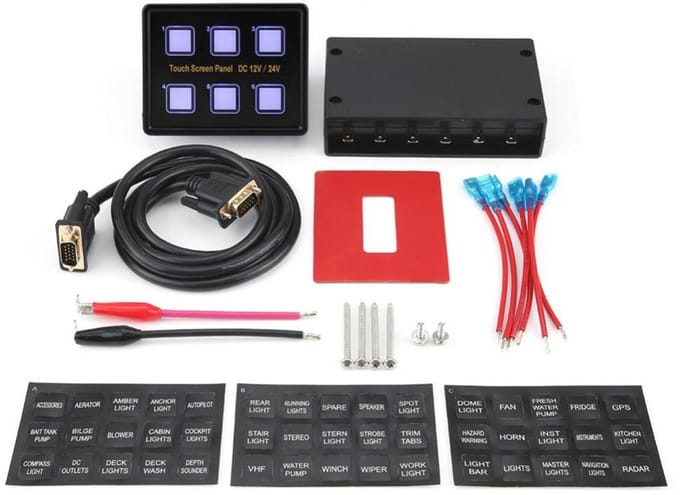 6 Gang Touchscreen Bedieningspaneel voor Auto en Boot - Universeel Schakelaarpaneel met LED