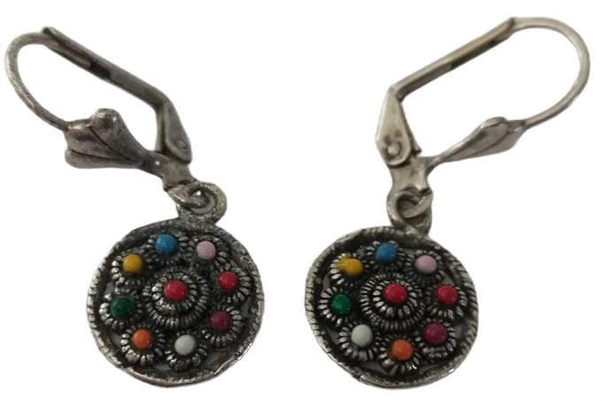 Oorhangers plat zeeuws knoopje multicolour