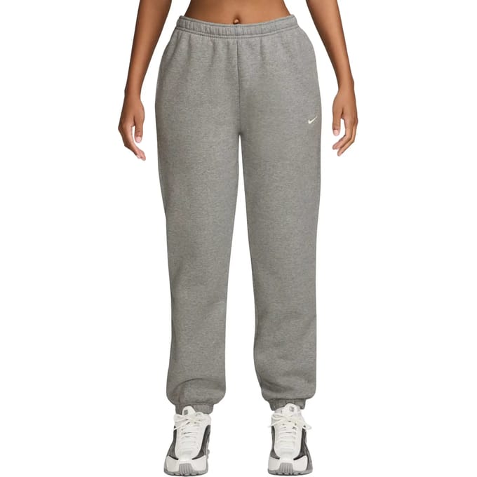 Nike sportswear studio fleece mid-rise standard cuffed pantst in de kleur grijs.