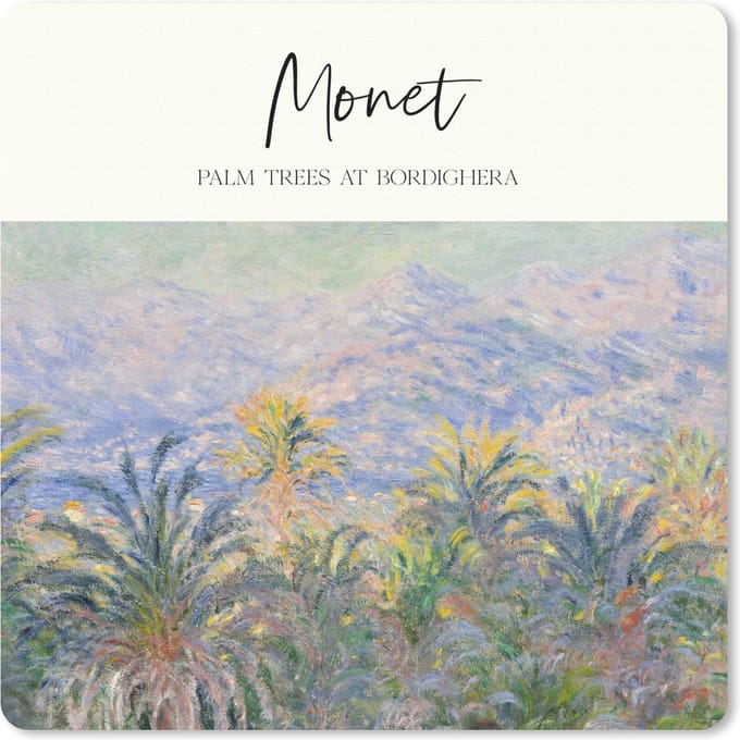 Muismat 20x20 cm - Mousepad Schilderij - Palm trees at Bordighera - Monet - Muismatten