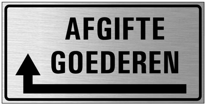 Afgifte goederen links bord, geborsteld aluminium 200 x 100 mm