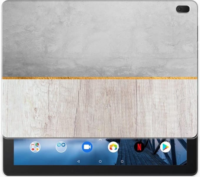 Lenovo Tab E10 Silicone Tablet Hoes Wood Concrete