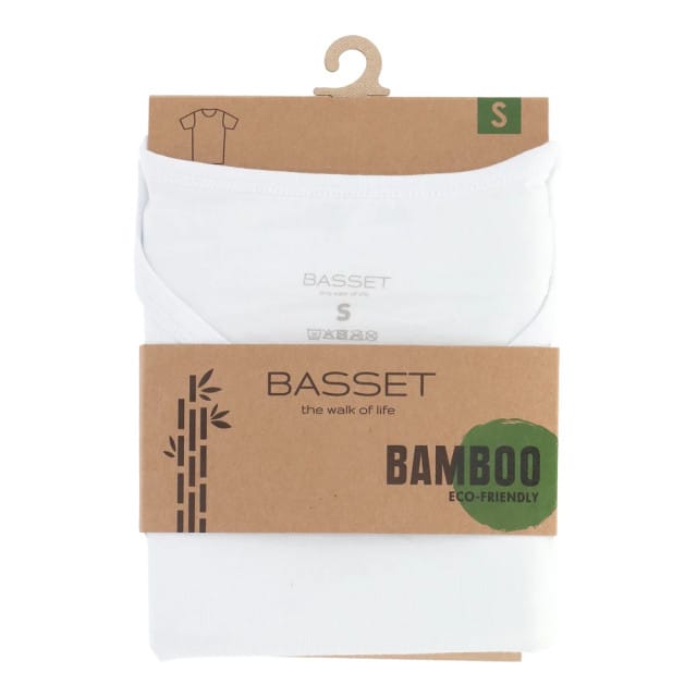 Basset Heren Bamboe T-Shirt Ronde Hals Wit - Maat M