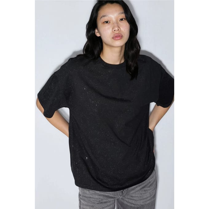 Pailletten Ronde Hals Korte Mouwen T-Shirt