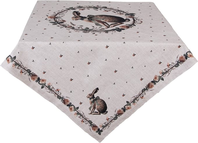 Clayre & Eef Tafelkleed 100x100 cm Beige Katoen