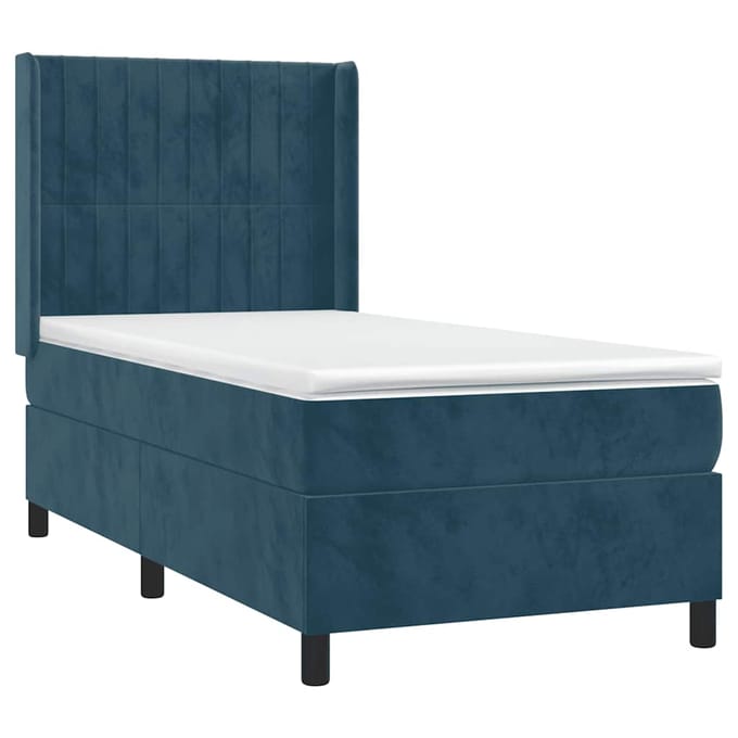 vidaXL - Boxspring - met - matras - en - LED - fluweel - donkerblauw - 100x200 - cm