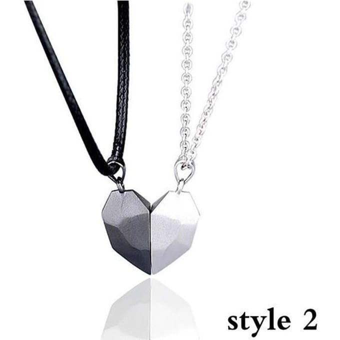 Collier - Mode - Coeur Magnétique - Métal - Saint Valentin - Style 2 black