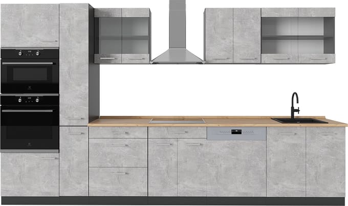 Vicco R-Line Complete keuken – 350 cm, WB Eik Beton/antraciet