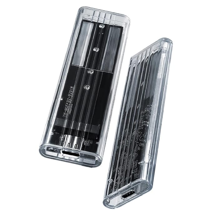 Boîtier SSD M.2 NVME SATA USB Type C 10 Gbit/s 5 Gbit/s PCI-E M2 SSD, boîtier externe transparent pour SSD M2 2230/2242/2260/2280 SATA 5Gbps black