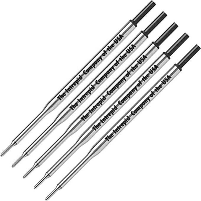 5 Echte Intrepid Fine Balpoint Navullingen voor Balpennen - Zwart (Bulk Packed)