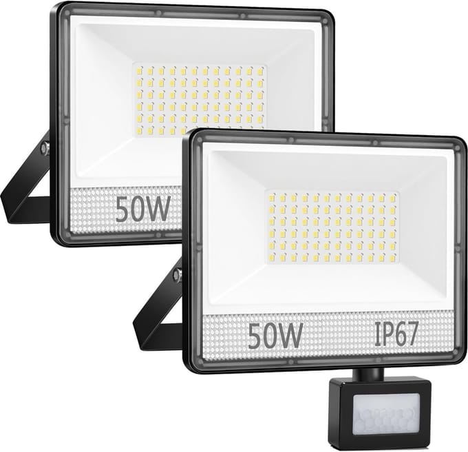 Krachtige Buiten LED Spot met Bewegingssensor, Waterdicht IP67 (2 Stuks)
