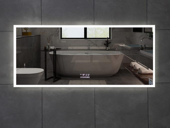 Mawialux LED Badkamerspiegel - 160cm - Rechthoek - Verwarming - Digitale klok - Bluetooth - Nova