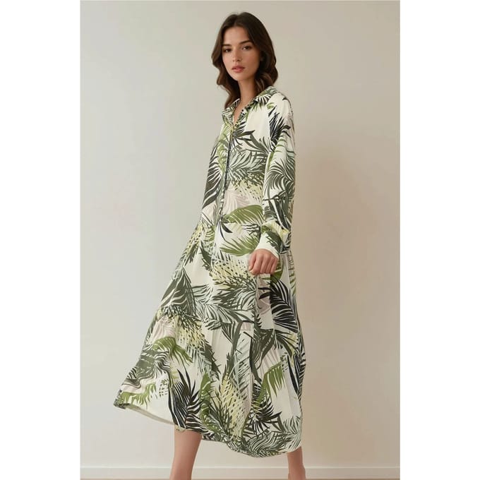 Shirtkraag Bloemenpatroon Maxi-jurk
