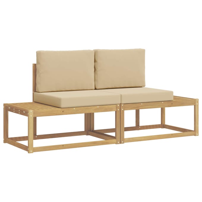 vidaXL - Buiten - bank - set - 2 - st - Wit - en - Beige - Polyester
