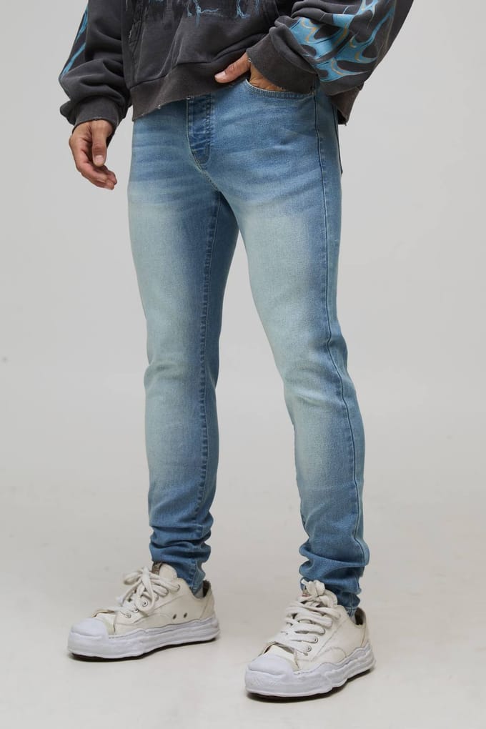 Skinny Stretch Fit gewassen jeans | Light Blue | Size 32R