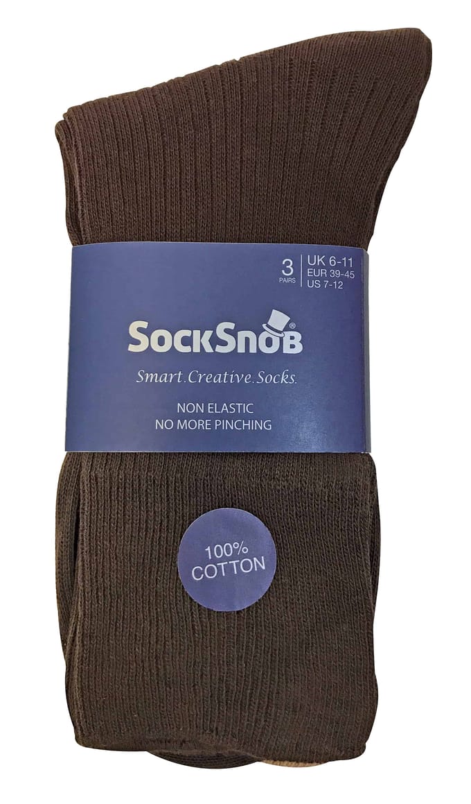 Set van 6 sokken zonder elastiek herensokken van 100% katoen - Beige