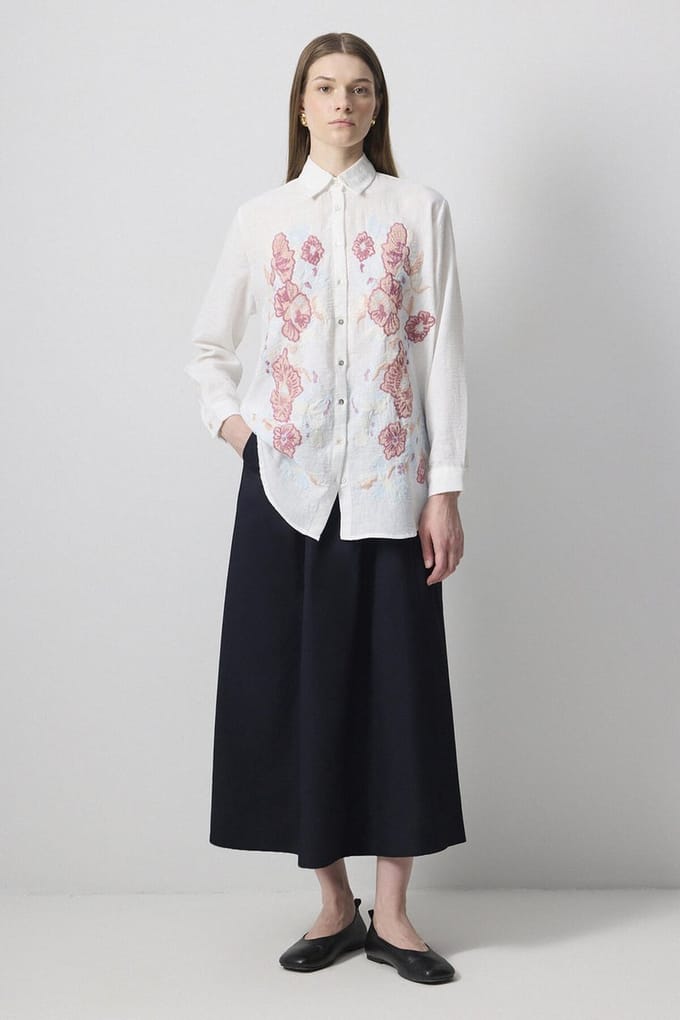 Touché Privé - Oversize overhemd met borduurdetails - Ecru - Dames