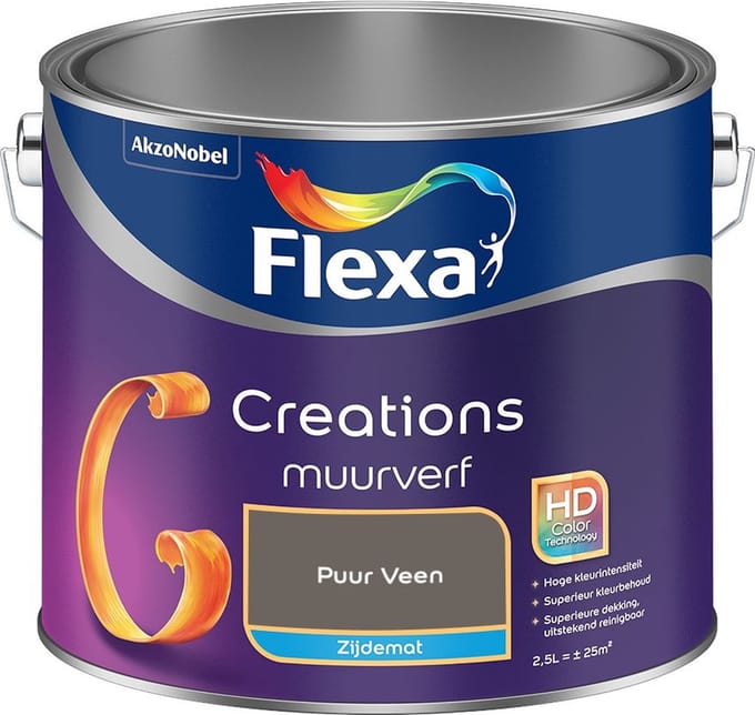 Flexa - Creations Muurverf Zijdemat - Puur Veen - Mengverf - 2,5 L