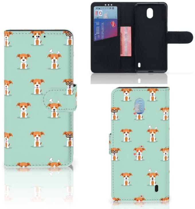 Nokia 1 Plus Telefoonhoesje met Pasjes Pups