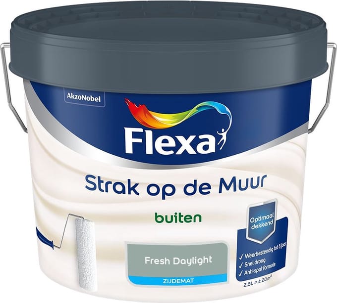 Flexa - Strak Op De Muur Buiten Zijdemat - Fresh Daylight - Mengverf - 2,5 L