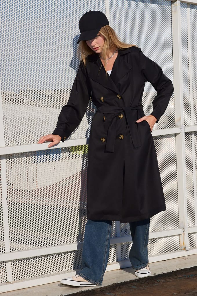 Dubbelbreasted Lange Trenchcoat