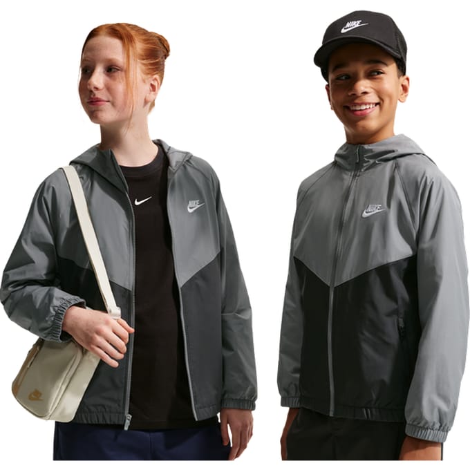 Nike Windrunner Hooded Repel Jacket Jassen Kinder - Grijs - Maat 122 - 128 CM - Katoen Jersey