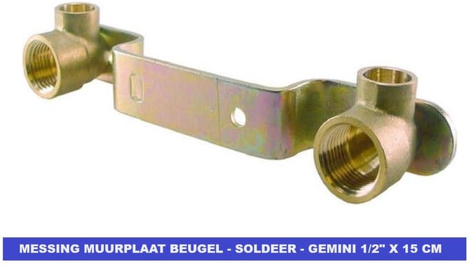 MESSING MUURPLAAT BEUGEL - SOLDEER - GEMINI 1/2" X 15 CM - HART - HART 15 CM