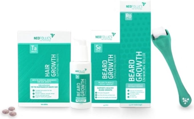 Neofollics - Baardgroei Pakket - Tablets + Serum + Roller