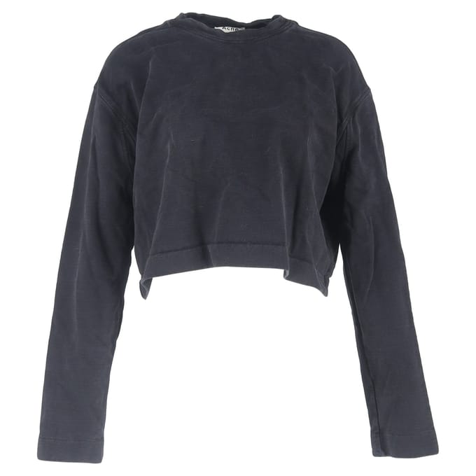 Acne Studios cropped sweater met ronde hals in zwart katoen