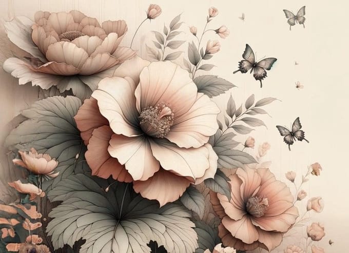 Peach Petals- Mint by Michelle decoupage papier A1