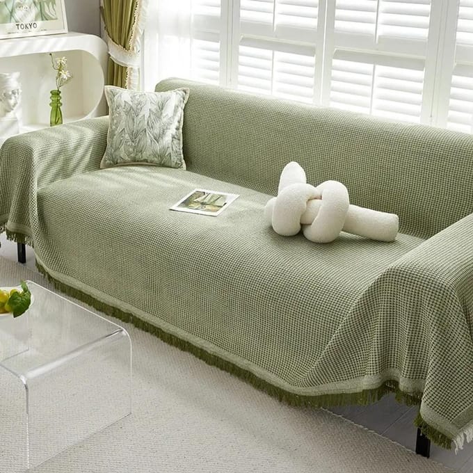 Nappe de canapé universelle quatre saisons couverture complète tissu INS vent crème couverture de camping couverture complète housse de coussin de canapé 90x90cm gray