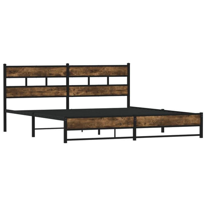 vidaXL - Bedframe - zonder - matras - metaal - gerookt - eikenkleurig - 193x203 - cm