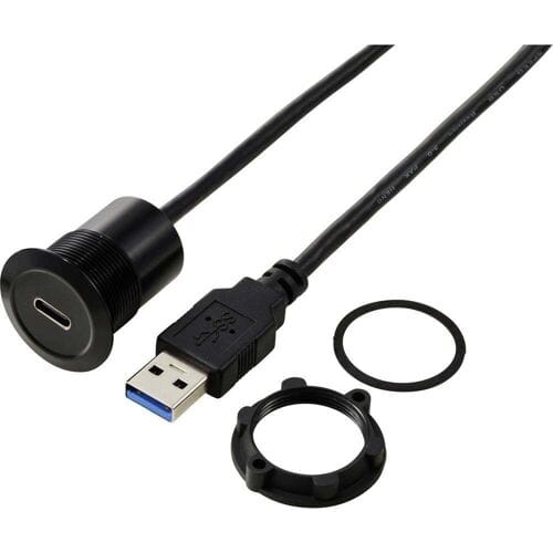 TRU COMPONENTS TC-13376312 USB-C (3.1) bus/USB-A (3.0) stekker 1 m kabel zwart 1 stuk(s)